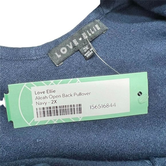 Love Ellie Women's Aleah Open Back Long Sleeve Pullover 2X Navy NWT - Picture 2 of 8